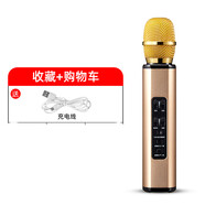 DVUJVS  藍(lán)牙手機(jī)k歌麥克風(fēng)擴(kuò)音器電視家用適用于聲卡全民唱歌家庭卡拉OK神器兒童話筒音響一體 金色 (麥克風(fēng))+16G內(nèi)存卡