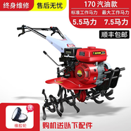 村舍 兩驅微耕機多功能小型耕地機農用山地起壟除草開(kāi)溝松土拖拉機 170F汽油款+旋耕刀膠輪