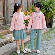 巴妮巴妮男女童漢服套裝秋裝兒童中小童秋季幼兒園唐裝中國風(fēng)古裝民族風(fēng) 雙燕女童 130碼建議125厘米身高左右