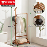木馬人（MUMAREN）簡易衣帽架掛衣架創(chuàng)意落地客廳臥室兒童衣架實(shí)木質(zhì)衣服架子帽子架 【加固加粗】經(jīng)典款-茶色60長