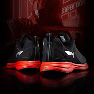 李寧男鞋跑步鞋運動(dòng)鞋透氣跑鞋黑色鞋子男休閑輕便減震回彈運動(dòng)鞋 新基礎黑/銀-124（皮面） 39