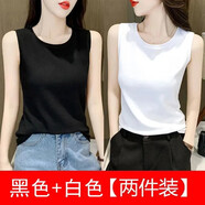 純子兮品背心女夏季坎肩背心女彈力可外穿韓版彈力修身休閑款女士上衣內(nèi)穿 一件坎肩背心【黑色】  L 100-110斤