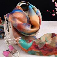 杭語(yǔ)絲紡 曼陀羅印花 圍巾杭州桑蠶絲女真絲圍巾長(cháng)款薄款披肩春秋冬季保暖 長(cháng)250cm 寬135cm (超大)