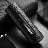 DFIFAN玻璃杯帶手柄男女商務(wù)辦公杯茶水分離泡茶杯耐高溫雙層父親節禮物 黑色（380ML）