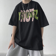 嘉曄（JIAYE）短袖t恤男夏季男裝圓領衣服五分袖T恤青少年學生體恤潮流半袖 黑色 M