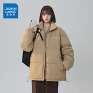 真維斯（JEANSWEST）棉服女士短款棉衣2024新款時(shí)尚秋冬季保暖外套加厚情侶棉襖面包服 卡其 純色 M