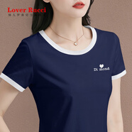 LOVER RUCCI法國純棉白色短袖t恤女2025年新款夏季洋氣女士上衣女士半袖體恤 334寶藍色 M