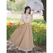 智兜兜禮服女18歲禮服 感生日18歲少生十八歳歲高中生學(xué)生初 卡其色套裝(有結(jié)) 12XL #20