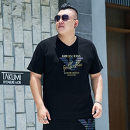 豪朗格 胖子特大號男裝加肥加大碼純棉冰絲夏裝短袖t恤超大號體恤肥仔 黑色 2XL