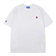 百事（PEPSI）潮牌2024夏季新款短袖男休閑圓領(lǐng)情侶多色純棉t恤女 白色 L【170-175】105-120斤