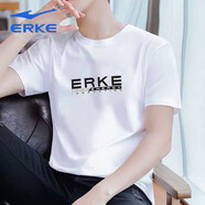 鴻星爾克（ERKE）男裝短袖t恤秋季新款紅星polo衫休閑透氣運動跑步體恤上衣男 正白1229 L (170)