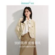 茵曼（INMAN）法式小香風(fēng)編織外套2025秋季女裝新款通勤圓領(lǐng)短款顯瘦上衣 古杏色 XL
