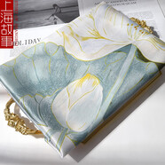 上海故事生日禮物真絲絲巾女士披肩媽媽款桑蠶絲氣質(zhì)百搭圍巾長巾禮盒裝 荷韻淺綠