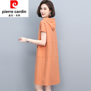 皮爾卡丹女裝連帽連衣裙女2022新款夏季時(shí)尚針織衛(wèi)衣裙休閑中年年輕女士洋 橘色 3XL145-155斤左右