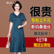 意枕上重磅真絲連衣裙高端女夏季桑蠶絲寬松裙 藍(lán)色 3XL 建議130-145斤穿