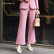 歐柏蘭奴【商場(chǎng)同款】2023春優(yōu)雅紐扣純色中高腰喇叭長(cháng)褲子女 P18淺紫 XS