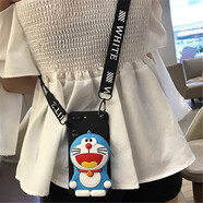 阿法普（AFAPU） 蘋(píng)果手機殼迪士尼米奇立體零錢(qián)包一體背帶斜跨少女收納包卡通可愛(ài)軟殼女款 立體公仔錢(qián)包-黑殼叮當貓+斜挎掛繩  4.7英寸-蘋(píng)果6/6S專(zhuān)屬