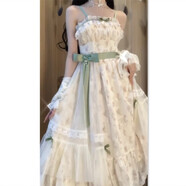 與欣2023新款裙子夏季女法式桔梗碎花公主裙吊帶連衣裙仙氣仙森系 開衫 均碼【可備注碼數(shù)】