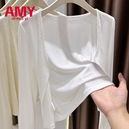 愛(ài)麥依涼感開(kāi)衫女薄款秋季搭配吊帶連衣裙子外搭罩衫短款外套 白色/面料不起球/高品質(zhì) L 106-120斤【正版品質(zhì)】