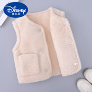 迪士尼（Disney）兒童馬甲秋冬女童加絨洋氣背心寶寶男童加厚保暖上衣時(shí)尚韓版馬夾 白色 90cm (建議身高75-85cm)