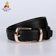 稻草人皮帶女士2023新款裝飾針扣牛皮腰帶韓版百搭高級感褲帶 黑色93215 95cm