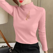 珞妮雙面德絨打底衫女秋冬女裝新款保暖百搭半高領(lǐng)長(cháng)袖t恤內搭上衣女 粉色 2XL 建議130-150斤