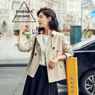 SHIROMA女裝 風(fēng)衣女短款 秋季新款時(shí)尚學(xué)生很仙的短外套女短款 淺卡其 M