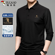 啄木鳥（TUCANO）長(zhǎng)袖T恤男春秋季商務(wù)休閑翻領(lǐng)polo衫經(jīng)典百搭上衣男裝 黑色M