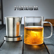 奇思貓玻璃杯帶把茶水分離泡茶杯不透鋼細網(wǎng)內(nèi)膽透明高硼硅水杯子