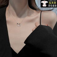 VTL項(xiàng)鏈女s999足銀雙環(huán)相扣莫比烏斯環(huán)鑲鉆吊墜鎖骨鏈生日情人節(jié)禮物 莫比烏斯項(xiàng)鏈-S999銀-白金色