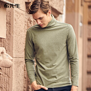 布先生 長(cháng)袖T恤 打底衫春新款高領(lǐng)長(cháng)袖T恤純色內衣BT383易穿搭 灰綠色 M (170)
