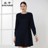 ZORANZI 莊子女裝秋冬連衣裙圓領(lǐng)條紋長(zhǎng)袖女裙子WDM43105 001 L 165/88A