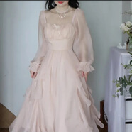 QVNL初戀小白裙夏季2024早春裝森系甜美超仙仙女公主裙子法式小個(gè)子仙 粉色 S