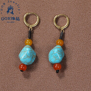 胖東來(lái)同款藏式復古耳釘丁真同款藏族綠松石耳環(huán)民族風(fēng)耳墜個(gè)性康 藏式耳環(huán)5(一對)