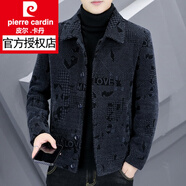 皮爾卡丹（pierre cardin）秋冬季男士呢子外套2025加絨加厚夾克男裝金貂絨休閑毛呢大衣 F5513黑灰加厚 2XL