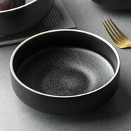 INSCRIPTION 錐形高腳碗飯缽沙拉碗小湯碗 創(chuàng)意磨砂家用特色餐廳陶瓷餐具 6英色黑色深碗