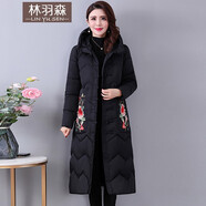 冬季中國風(fēng)棉衣女民族風(fēng)復(fù)古加厚棉服冬長(zhǎng)款過膝寬松女士唐裝棉襖冬裝 黑色 XL（推薦125-140斤）