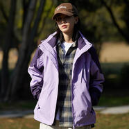 直播沖鋒衣三合一女防風(fēng)防水透氣外套男登山服潮流工作服定制 女-紫色(單沖) L