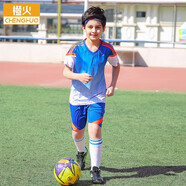 橙火兒童足球服套裝短袖男童運動(dòng)服透氣中大童t恤短褲兩件套6-16歲青少年球服女小學(xué)生訓練球衣班服定制 36231天藍色 130碼適合身高125-134cm