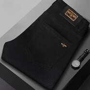 奧圣特（AOSHENGTE）高端牛仔褲男春秋季歐洲站潮流痞帥小蜜蜂刺繡男士彈力修身褲子男 K8191#黑色 常規 36 2尺9