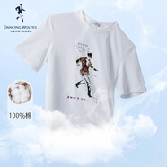 與狼共舞短袖t恤男時(shí)尚休閑經(jīng)典個(gè)性印花夏季圓領(lǐng)小短T體恤衫 803本白-虎頭人標 170