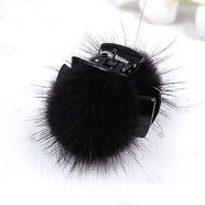 萬(wàn)寶資韓版發(fā)夾抓夾水貂毛球夾子毛絨小號爪夾毛毛發(fā)卡飾品發(fā)飾發(fā)抓頂夾 黑色