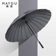 美度（MAYDU）男女雨傘直桿24骨男士商務(wù)長柄晴雨傘M5003煙灰色