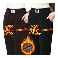 尚濤哈倫休閑褲女新款秋冬高腰顯瘦時尚寬松雪尼爾直筒褲長褲女褲 加絨黑色+加絨深咖色 2XL 建議100-110斤