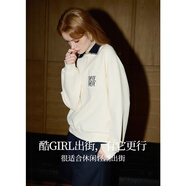 庫恩瑪維chic時(shí)尚半拉鏈長(cháng)袖衛衣女2024年秋季新款休閑插肩袖上衣K35899 杏色 M
