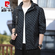 皮爾卡丹歐洲站夾克男外套薄休閑高級感修身短款2024新款秋季男裝 JK88888黑色 4XL