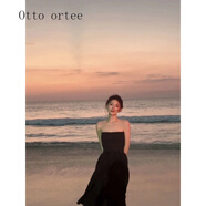Otto ortee輕奢潮流三亞海邊拍照衣服超仙泰國旅游穿搭女裝度假泰式小吊帶沙 黑色 均碼
