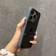 魔杰樂(lè) 適用蘋(píng)果15手機(jī)殼極簡(jiǎn)透明新款iphone15promax五金鏡頭框14pro大孔13個(gè)性12高級(jí)感保護(hù)套男女防摔 隱士系列【鈦灰色】透黑背板+硅膠邊框 iPhone15ProMax