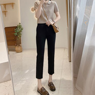 王熙麥西裝褲女夏九分褲顯瘦西褲薄款褲子小個子女褲夏季職業(yè)煙管褲 黑色九分 M建議95-105斤