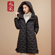 亦朵白鵝絨羽絨服女中長(zhǎng)款冬季顯瘦黑色羽絨服加厚外套羽絨衣 黑色  L